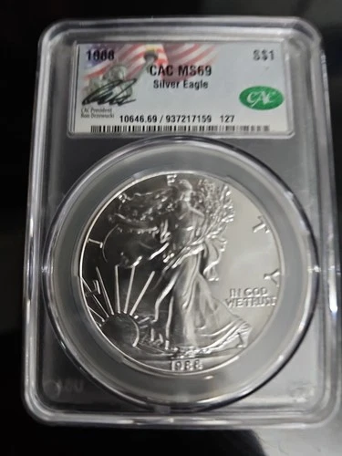 1988 Silver Eagle SS$1 CAC MS69