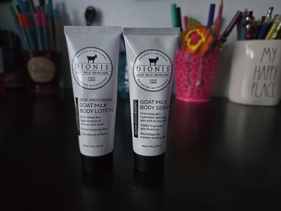 DIONIS Goat Milk Body Serum With Collagen and Lotion Retinol Travel Lot of 2