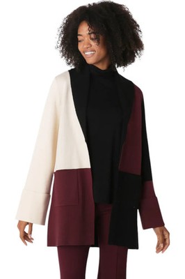 Wynne Layers Women's Double Knit Topper Burgundy