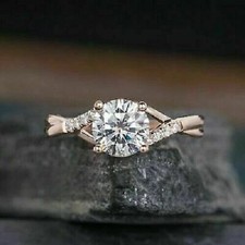 2Ct Round Cut Lab-Created Diamond Womens Engagement Ring 14K Rose Gold Plated