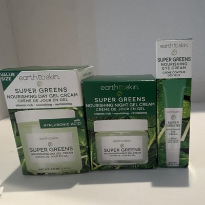 Earth to Skin Super Greens Moisturizer Set Hyaluronic Acid Gel & Eye Cream
