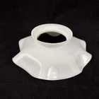 ANTIQUE  MILK GLASS RUFFLED Petticoat GLASS SHADE 8.5” Diameter