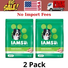 (2 PACK) Iams Proactive Health Adult MiniChunks Dry Dog Food Chicken 30 lb