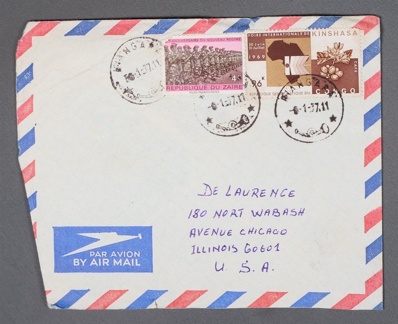 MayfairStamps Congo 1977 Kinshasa International Fair to Chicago IL Air Mail Cove