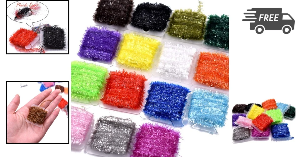 Oropel de pesca con mosca línea de chenilla varios colores cristal flash señuelo material 15... Foto 2 de 4