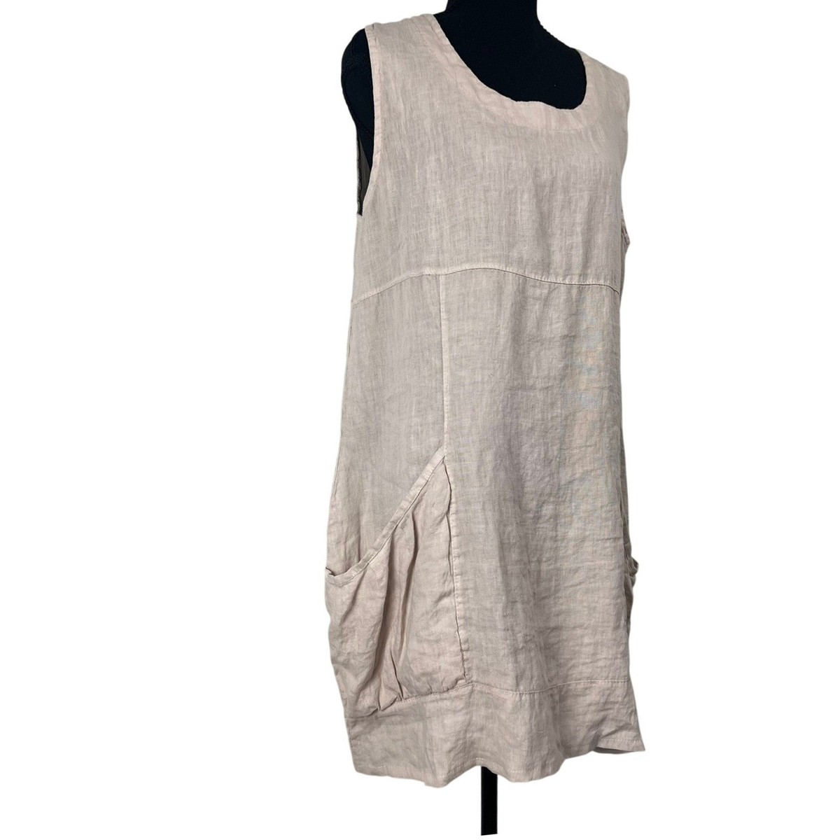 chinese dress ladies Womens Italian Linen Dot Dress with Pockets – Vivi-Direct main image 0