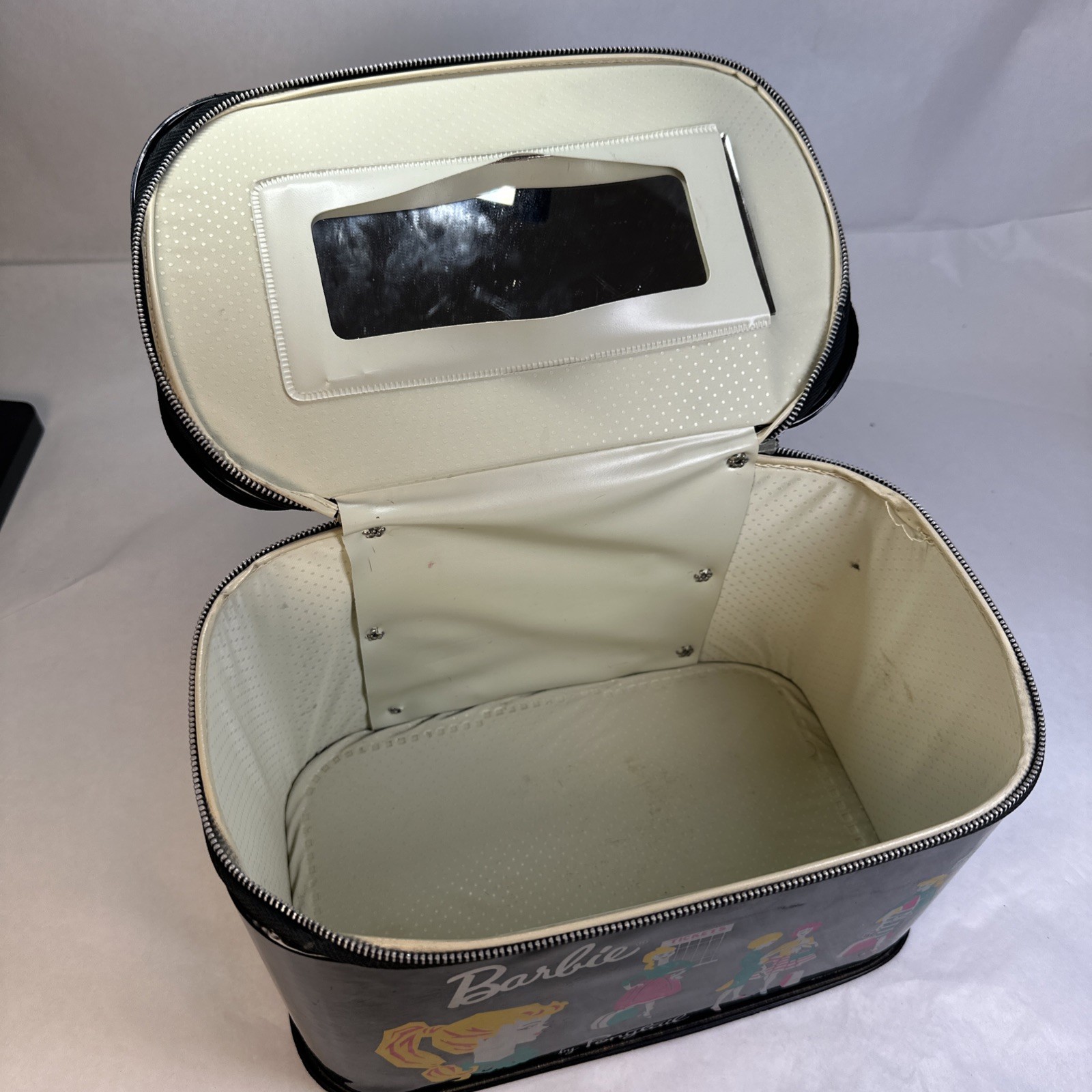 Vtg 1962 Barbie by Ponytail Train Case Mattel Zipper Doll Carry Storage