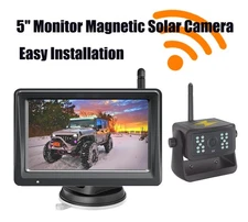 1080P Wireless RV Truck 5'' Monitor DVR Magnetic Solar Backup Camera kit