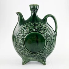 Vintage 1970s Russian USSR Green Ceramic Decanter Wine Jug