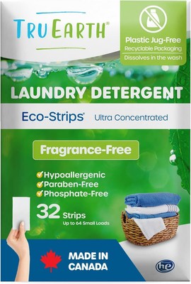 Tru Earth Compact Dry Laundry Detergent Sheets Made in Canada, Unscented - Up to