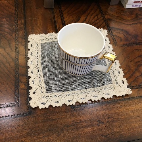 6pcs Placemats Table Covers Pads Coasters Lace Trim Solid Dinning Room Banquet - Picture 7 of 16