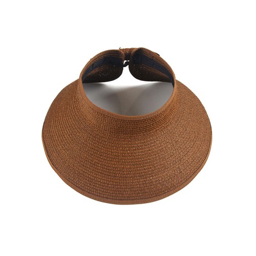 Women Straw Visor Hat Summer Sun Beach Ladies Foldable Roll Up Wide Brim Cap - Picture 25 of 29
