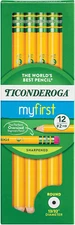 Ticonderoga My First Wood-Cased Pencils, Pre-Sharpened, 2 HB, Yellow, 12 Count