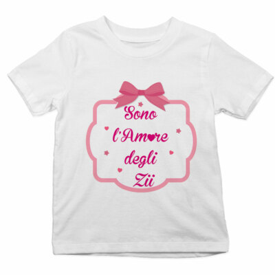 Maglietta Bambino Manica Corta Made In Babloo – Amore Degli Zii – Bianca E Nera - 2