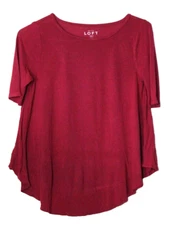 ANN TAYLOR LOFT TEE SHIRT ladies size XS dark raspberry pink swing style knit