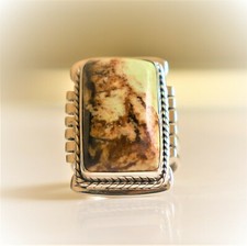 LEMON CHRYSOPRASE NATURAL GEMSTONE 925 STERLING SILVER HANDMADE JEWELRY RING