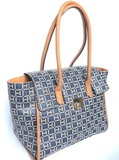 Tommy Hilfiger Women's TH Signature Print Flap Satchel Handbag 10" x 12" x 7"