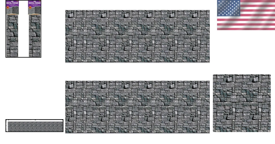 Трансформирующие настенные фоны 4 x 30 футов из камня - идеально подходят для Хэллоуина и вечеринок - Изображение 2 из 4