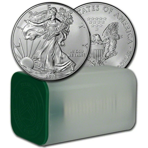100 - 2015 American Silver Eagles / 5 Full Rolls .999 Fine Bullion Uncirculated