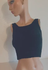 New Fuzzy Tank Bra Crop Top Black w/Built-in Bra Support Size Small