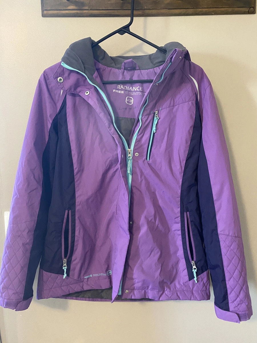 Free Country Radiance Woman s Coat Outer Jacket Purple Aqua Size Medium