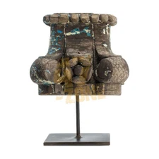 Decorative Pillar Base On Metal Stand Brown Indoor Outdoor Tabletop Home Decor