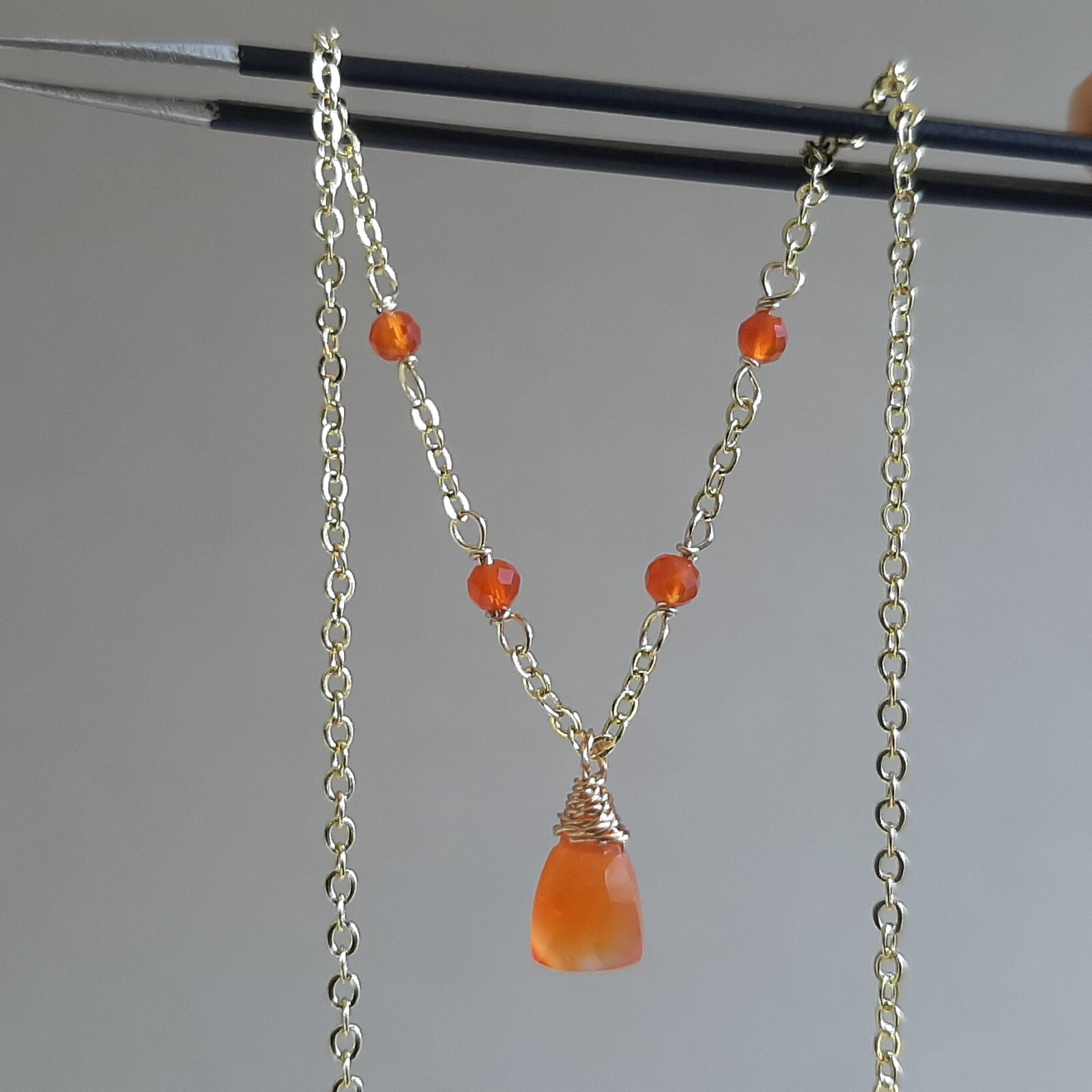 Collier cornaline naturelle gold filled pour look bohème chic