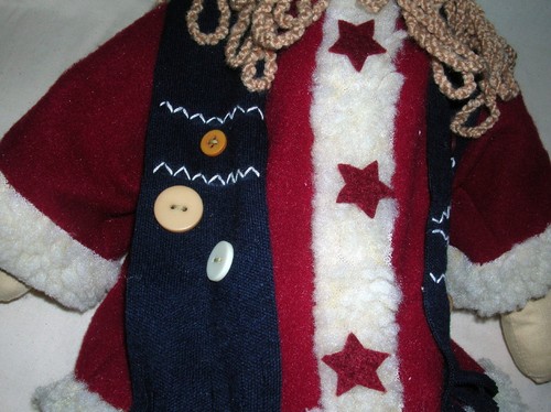 Figura de muñeca de Papá Noel de peluche de tela de arte popular vintage - Imagen 3 de 5