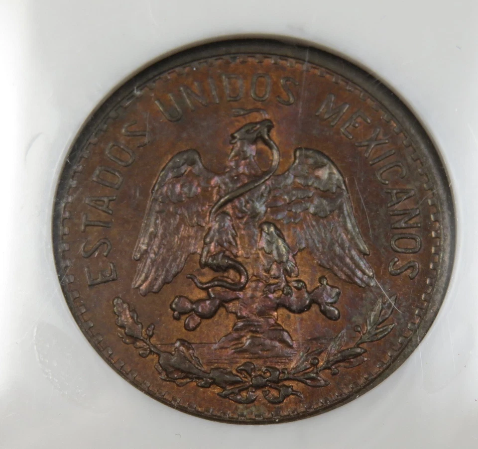 1927-Mo NGC MS63 RB | MEXICO - 2 Centavos 2c Toned Coin #33693A - Image 2 of 4