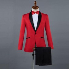 Men's Business 2Pcs Suits Jacket Pants Tuxedos One Button Wedding Groom Fashion