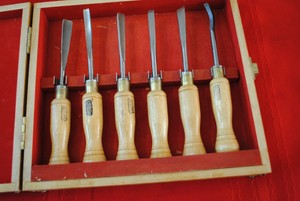 Vintage AMT Wood Carving Chisel Set of 6 w Case Old 