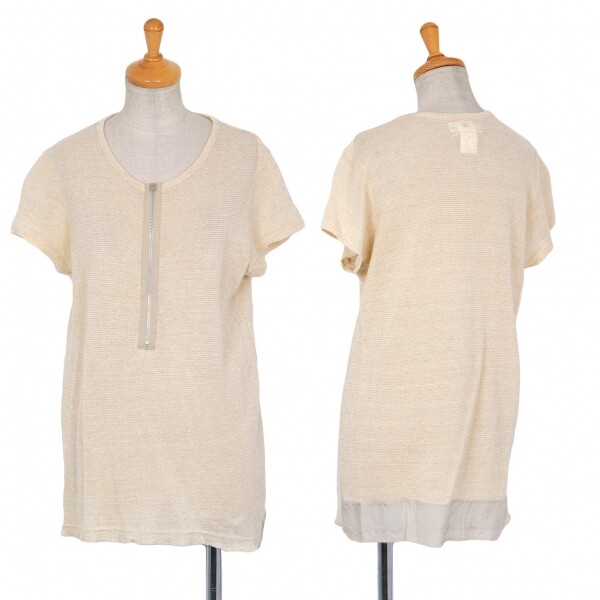 Y's Linen Knit Half Zip T Shirt Size 3(K-71503) | eBay