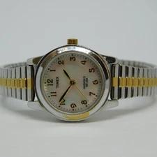 Timex T2M828 Indiglo Two Tone Quartz Analog Women's Watch Sz. 6 1/2" New Battery