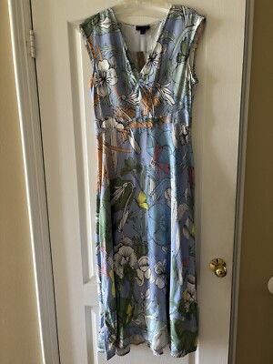 j crew floral maxi dress J Crew Maxi Dress Womens 8 Blue Pastel Floral