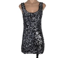 Vintage Forever 21 Dress - Sz M - Sleeveless Scoop Neck - Black Pearl Beaded y2k