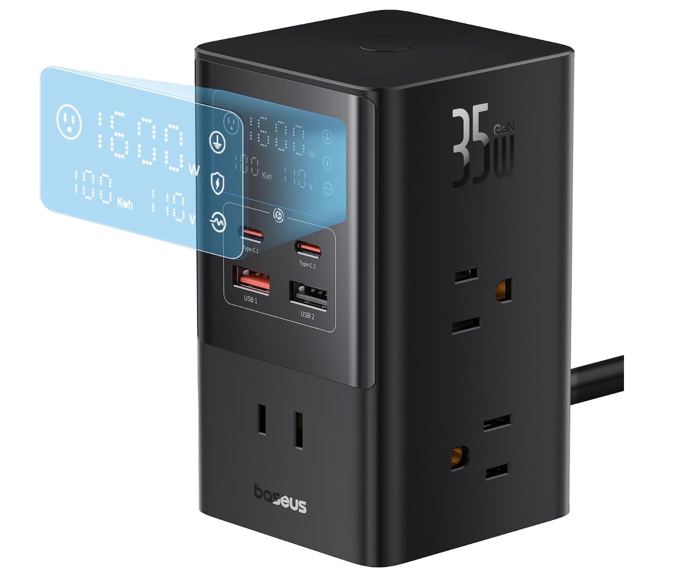 Charging Station 10 in 1 USB Power Strip 35W with 1200J Surge Protector 6 AC 2-image