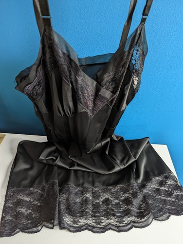 VTG CAROL BRENT BLACK FULL DRESS SLIP SZ 34 SILKY NYLON & LACE SEXY 1960s NICE - Picture 8 of 9