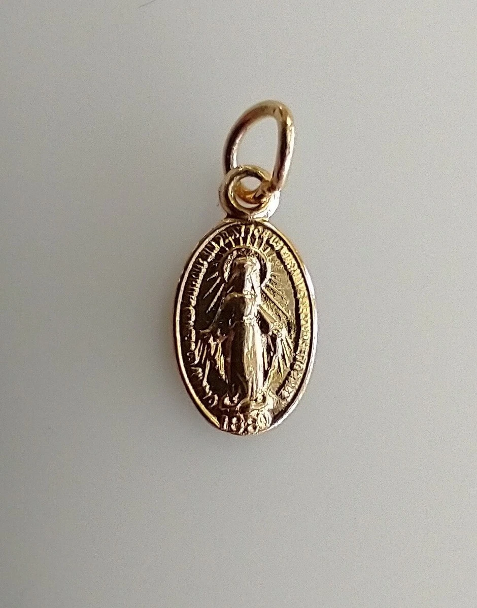 Catholic Vintage 14k Gold Tiny Miraculous Medal Mary Religious