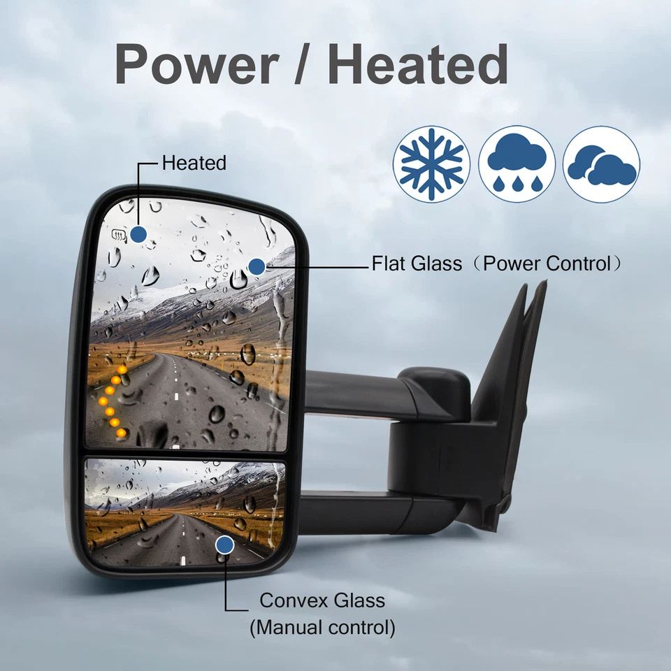 Пара буксировочных зеркал сигнал питания для 2003-2006 Chevy Silverado 1500HD 2500HD черные - Изображение 2 из 4