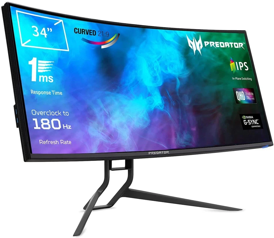 Acer Predator X34GS 34" ZeroFrame Curved GSYNC Compatible 180Hz HDR400 Monitor - Image 4 of 4