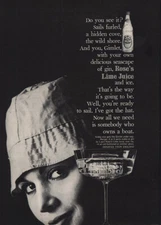 1961 Roses Lime Juice: Sails Furled Hidden Cove Vintage Print Ad