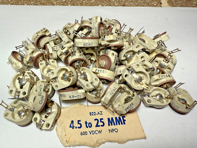 Qty 4 NOS 600v NPO Ceramic Trimmer 4.5-25 pF  CV11A250 822AZ