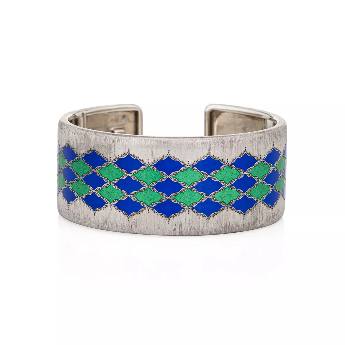 Vintage Buccellati Enamel Bracelet Cuff Sterling Silver Signed