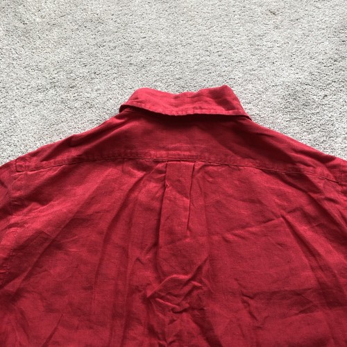 Ralph Lauren Vintage Men’s Pure Linen Short Sleeve Shirt Washed Red Size S - Picture 9 of 11