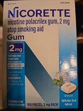 Nicorette 2 mg Gum, White Ice Mint - 100 Count