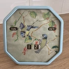 Vintage Rare Perpetual Calendar Octagonal With Blue Tits Art Deco 1920s 30s