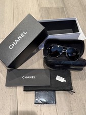 CHANEL CH 4189-T-Q 124/3C 59mm Titanium Aviator Sunglasses Italy Unisex Case Box