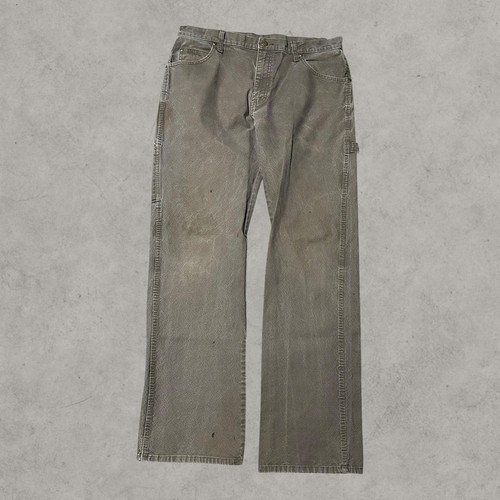 Dickies Carpenter Pants Men 34x34 Olive Brown Faded Duck Canvas Utility Workwear