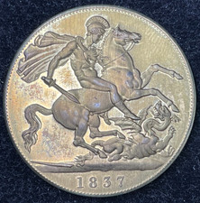 1837 Great Britain Fantasy Golden Alloy Crown Coin Excellent High Value