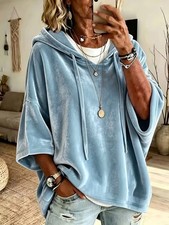 Velvet Loose Fit Hoodie with Drawstring